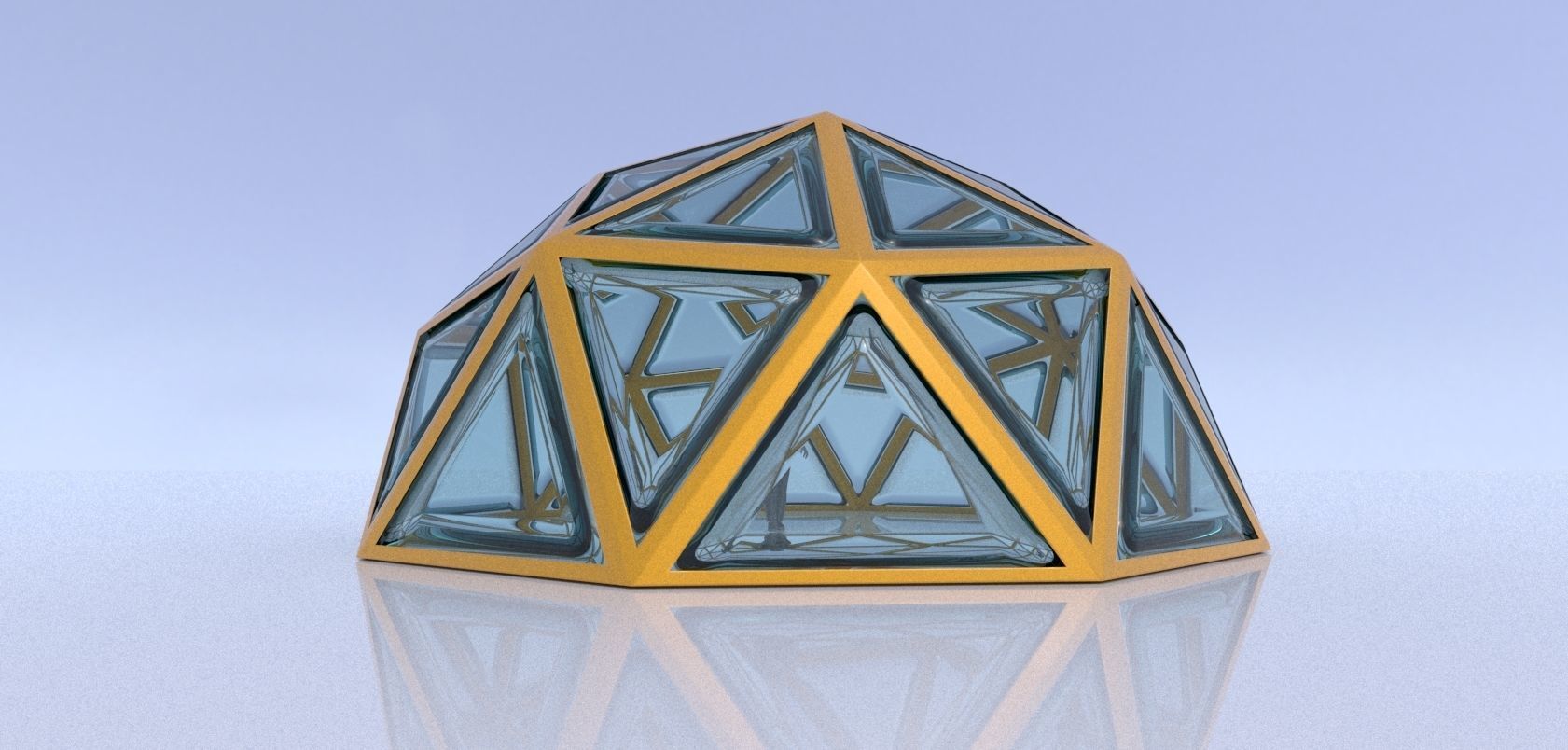 Geodesic dome structure with frame and glass panels 3D model_3