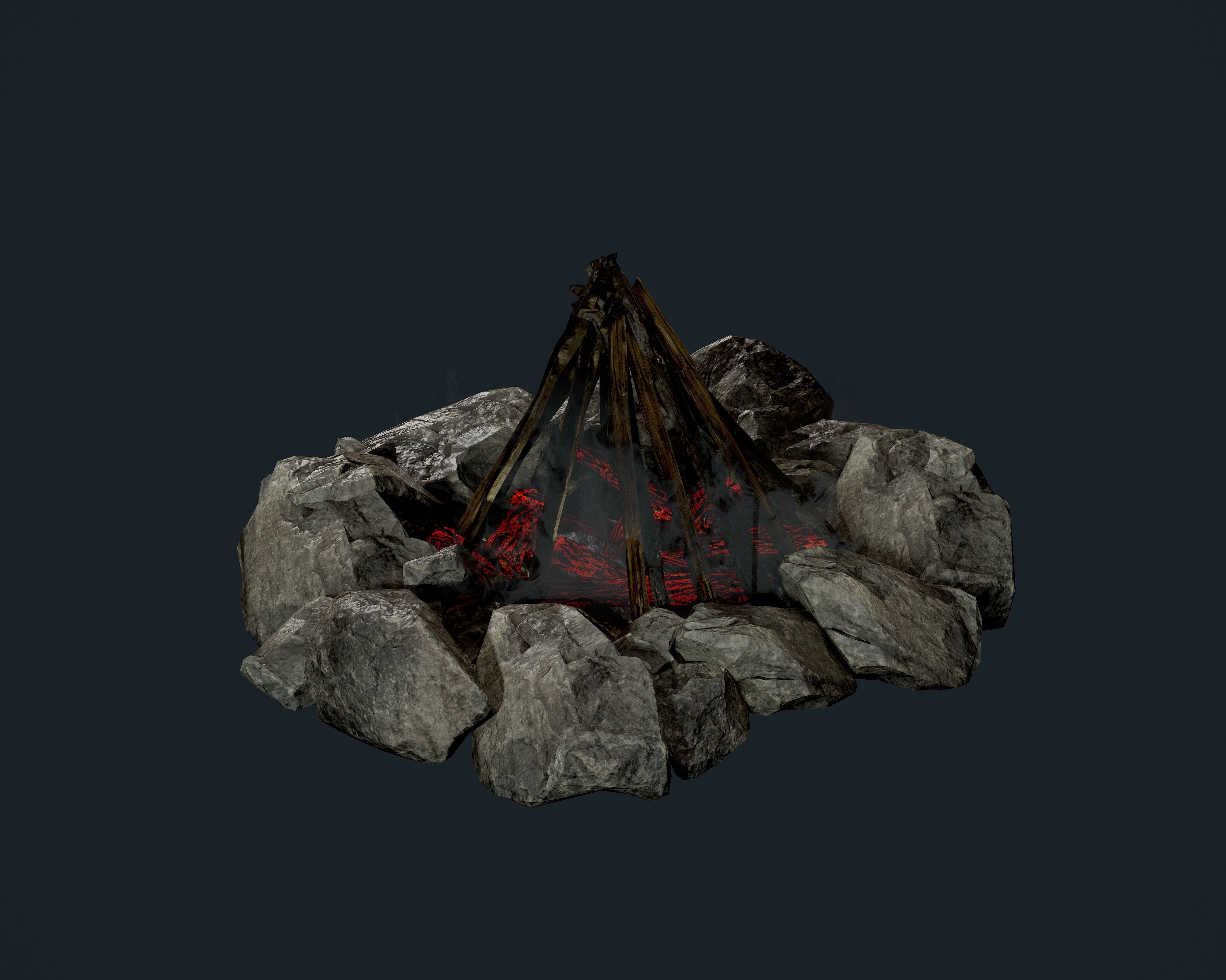Camp Fire Pit Pack 02 Game Ready Low-poly 3D model_3