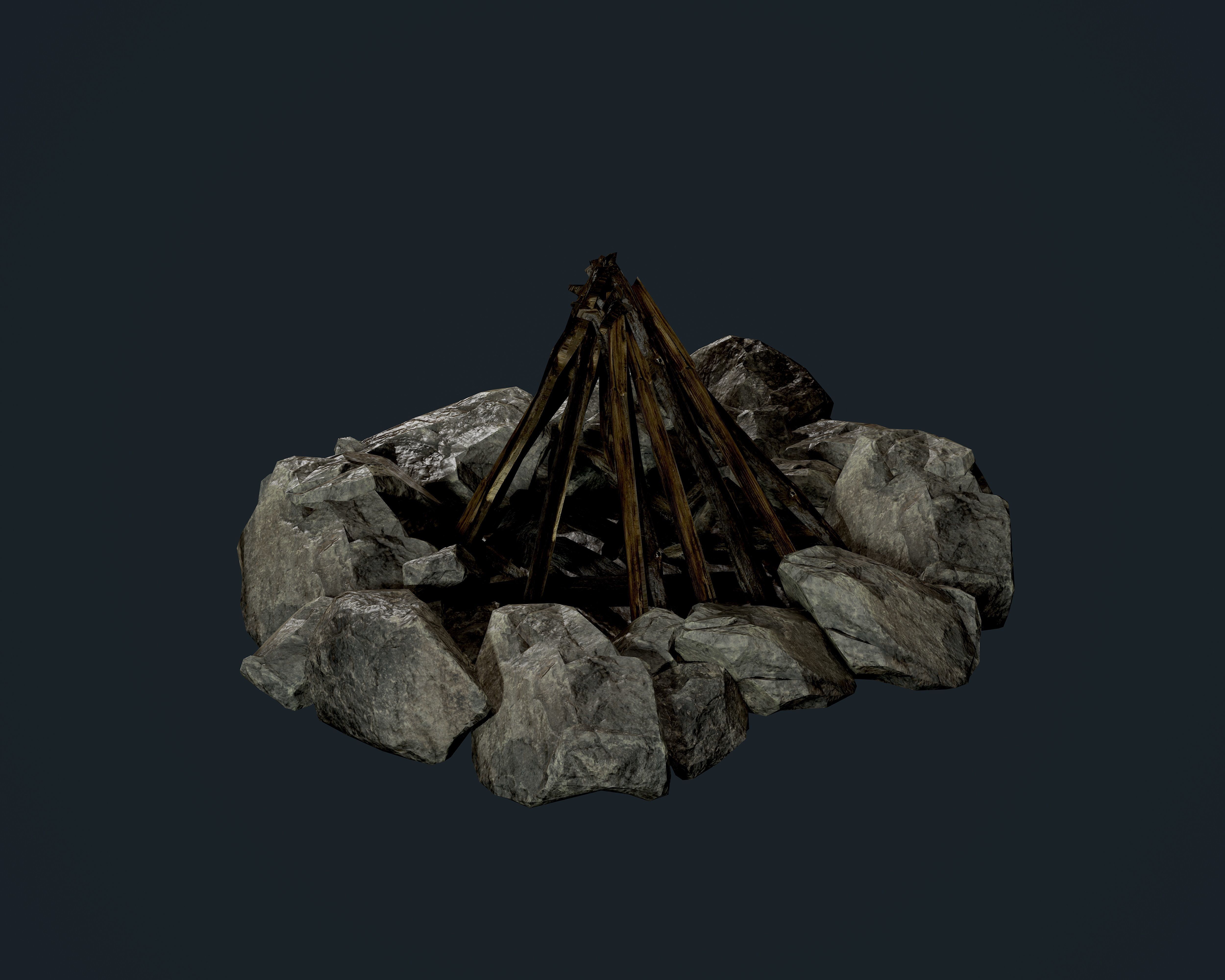Camp Fire Pit Pack 02 Game Ready Low-poly 3D model_4