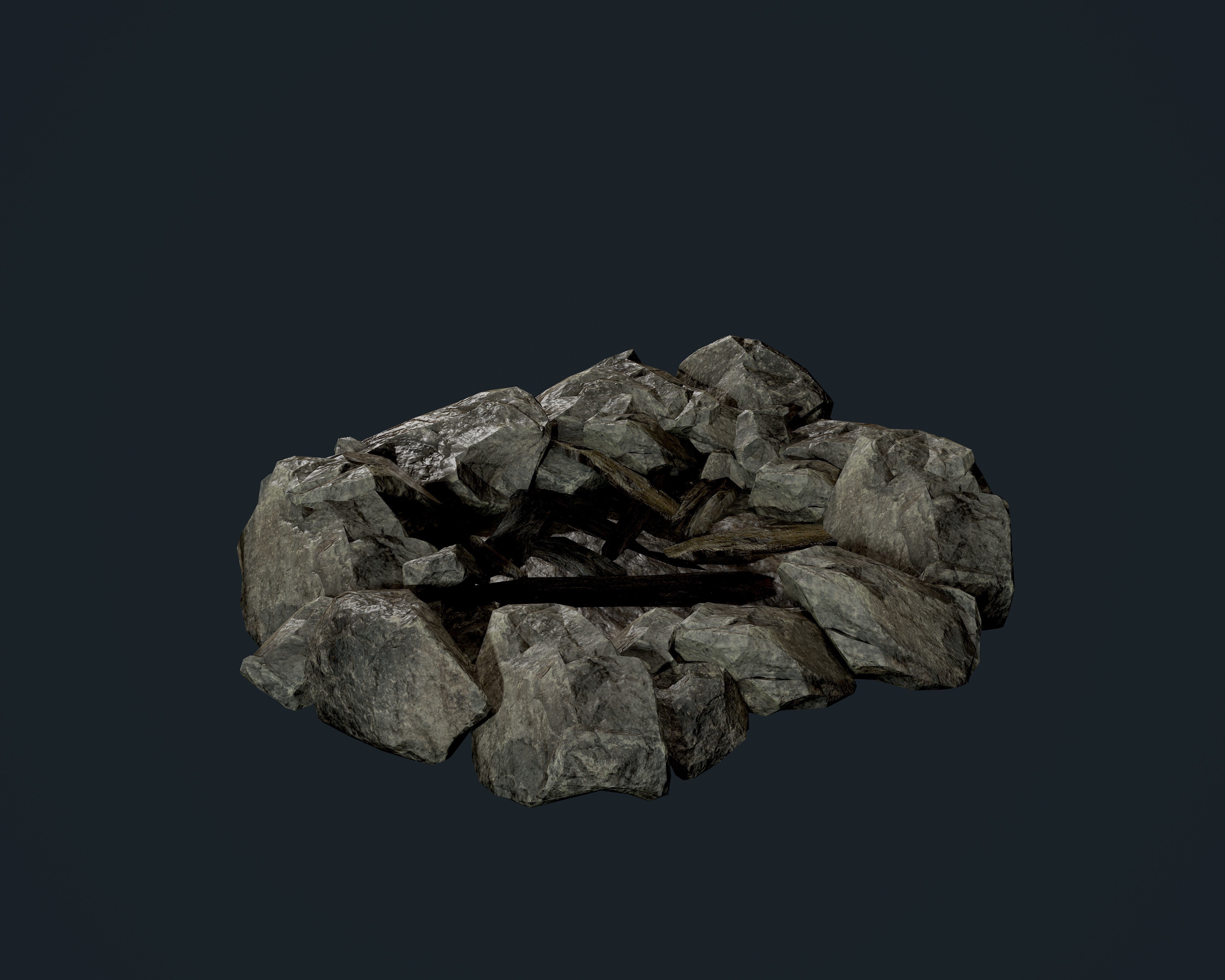 Camp Fire Pit Pack 02 Game Ready Low-poly 3D model_5