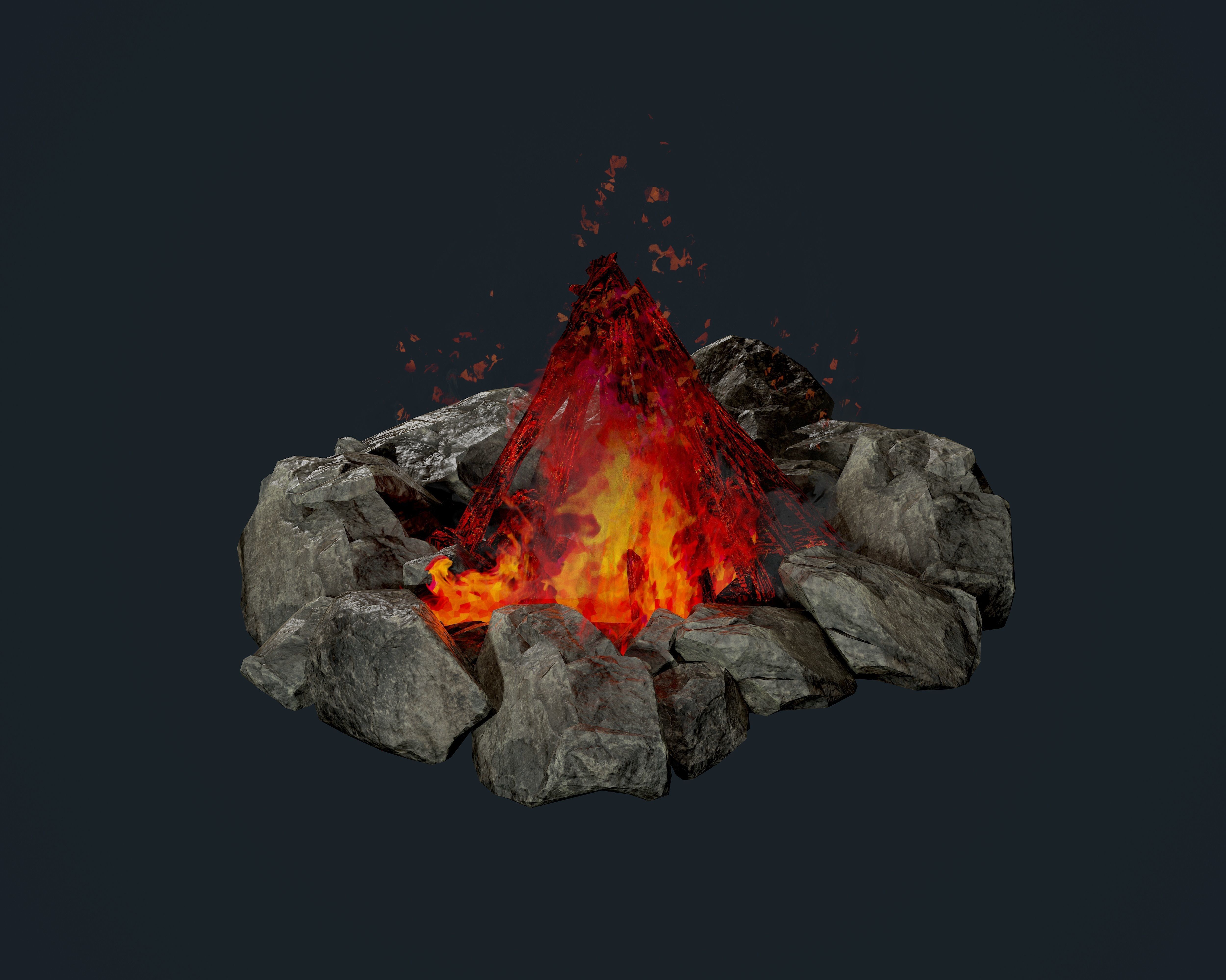 Camp Fire Pit Pack 02 Game Ready Low-poly 3D model_1