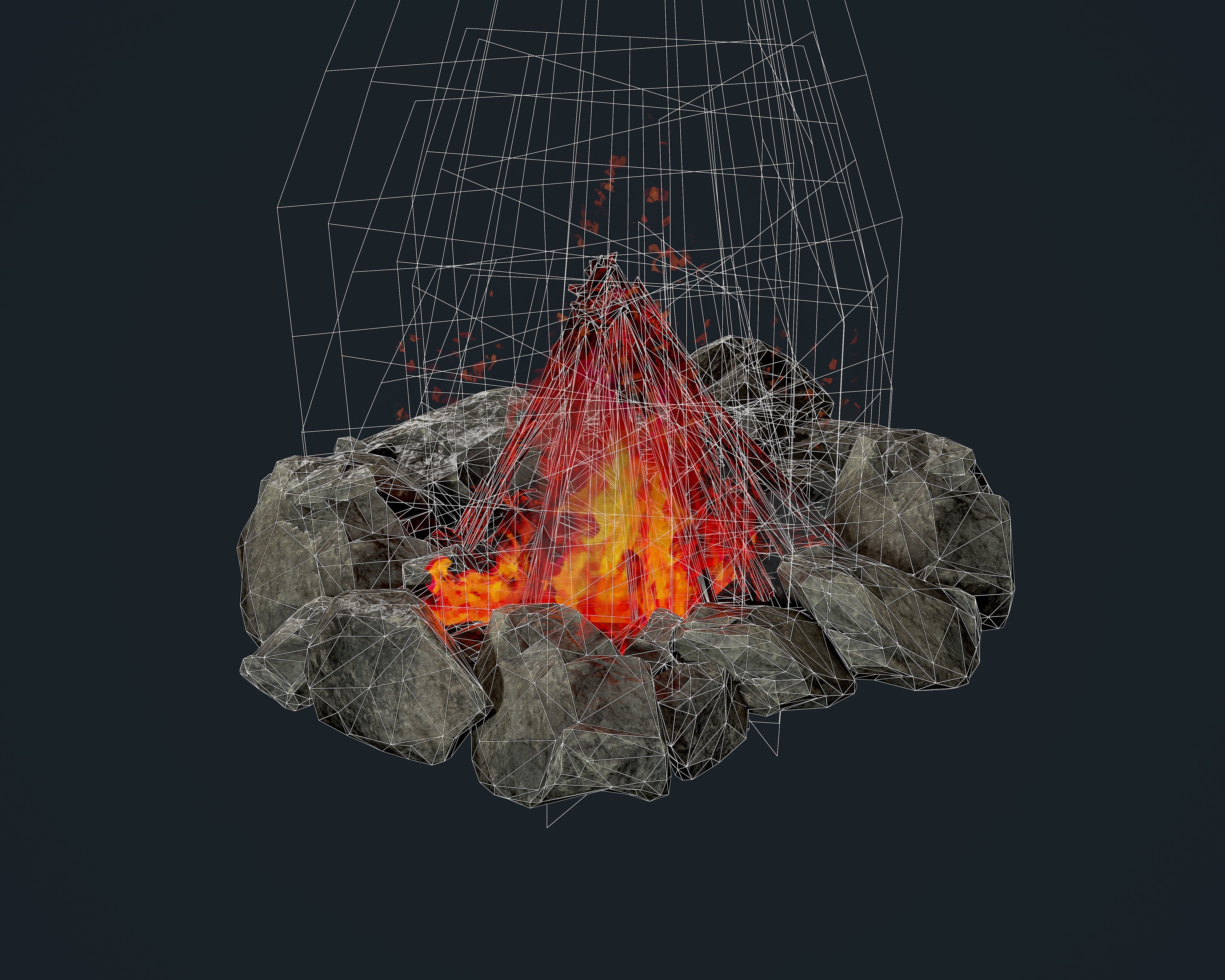 Camp Fire Pit Pack 02 Game Ready Low-poly 3D model_2