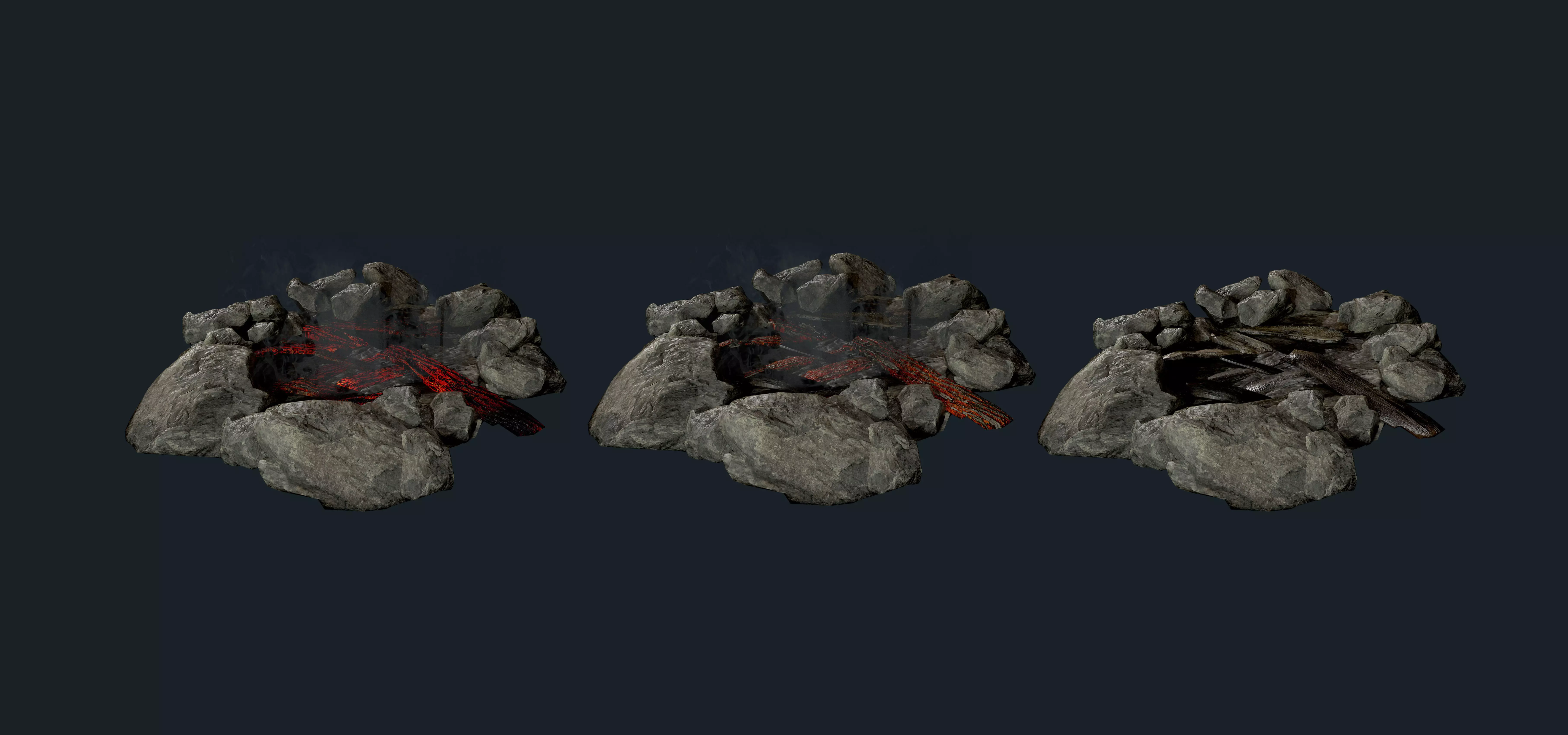 Camp Fire Pit Pack 03 Game Ready Low-poly 3D model