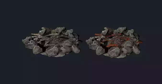 Camp Fire Pit Pack 04 Game Ready Low-poly 3D model