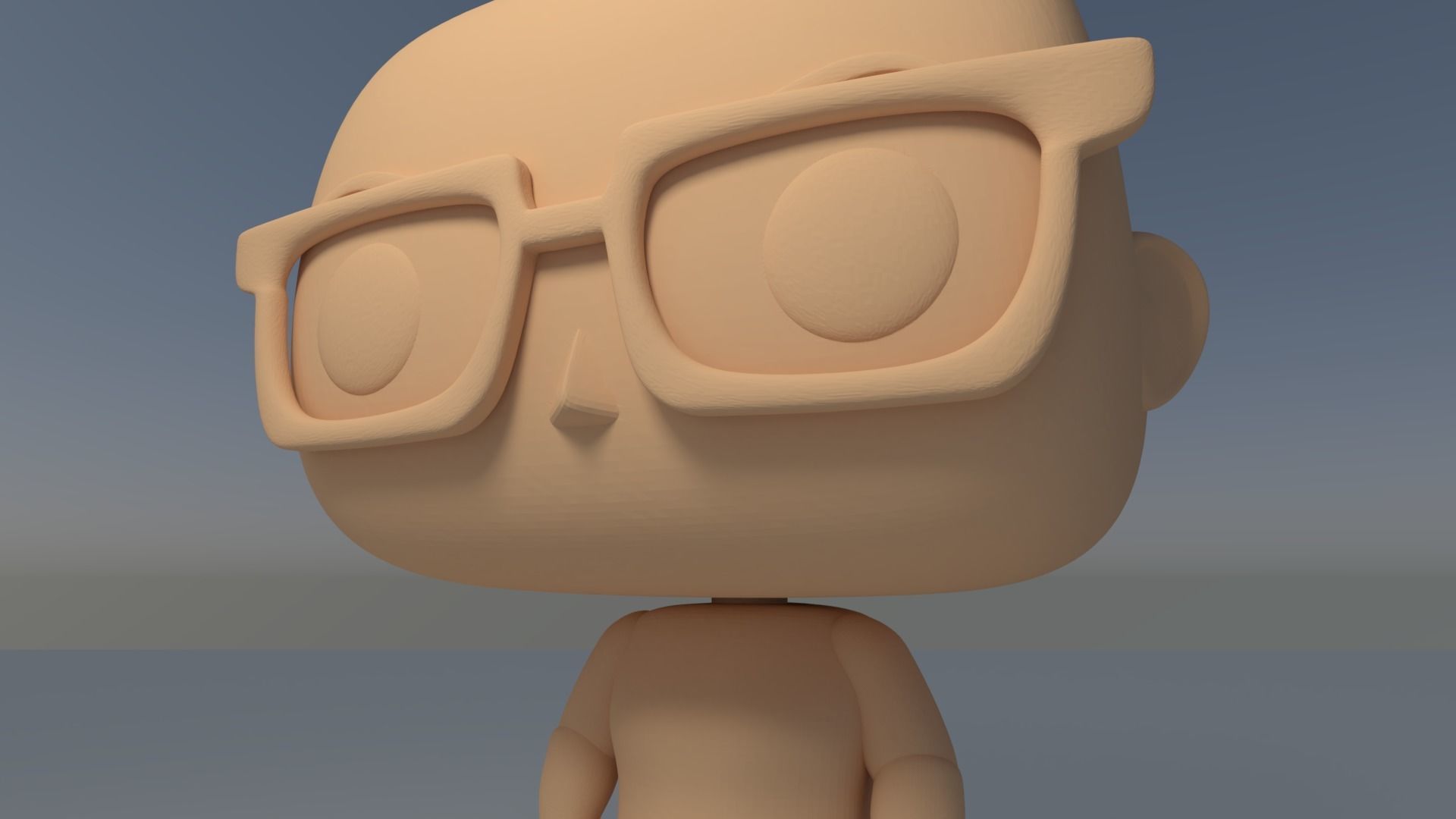 Custom Pop Bald Man Glasses Figure 3D Print 3D print model 3D print model_7