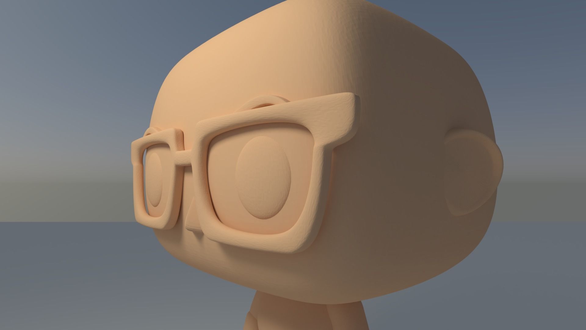 Custom Pop Bald Man Glasses Figure 3D Print 3D print model 3D print model_9