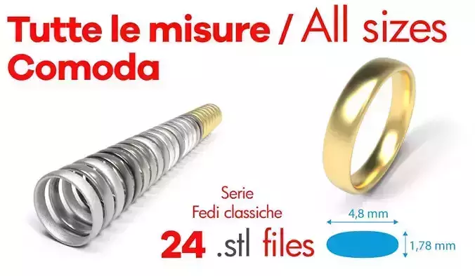 Wedding Bands Classic - Comoda -  Fedi Classiche 3D print model