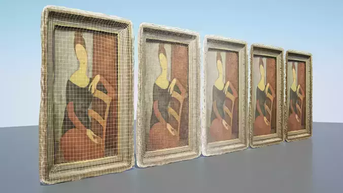 Modigliani group of paintings in row 3D model