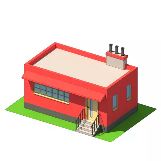 Building house with chimney Free low-poly 3D model