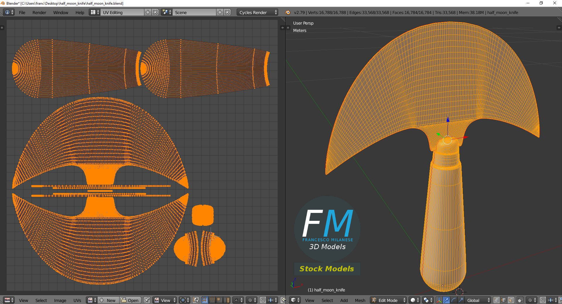 Half Moon knife 3D model_10