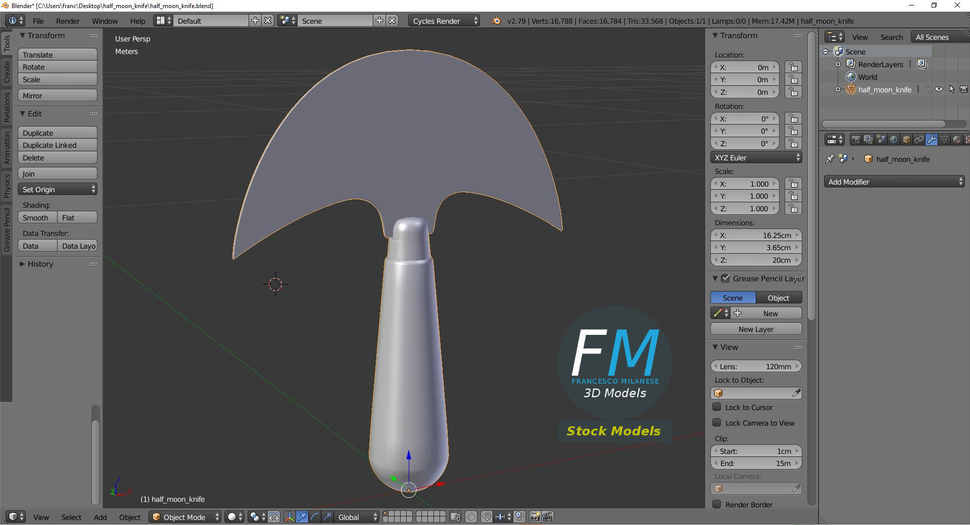 Half Moon knife 3D model_9