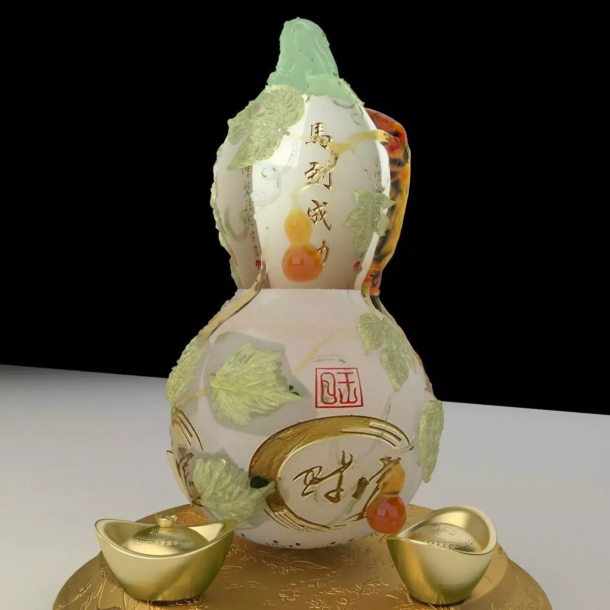 Chinese Gourd with Yuanbao 3D model_0