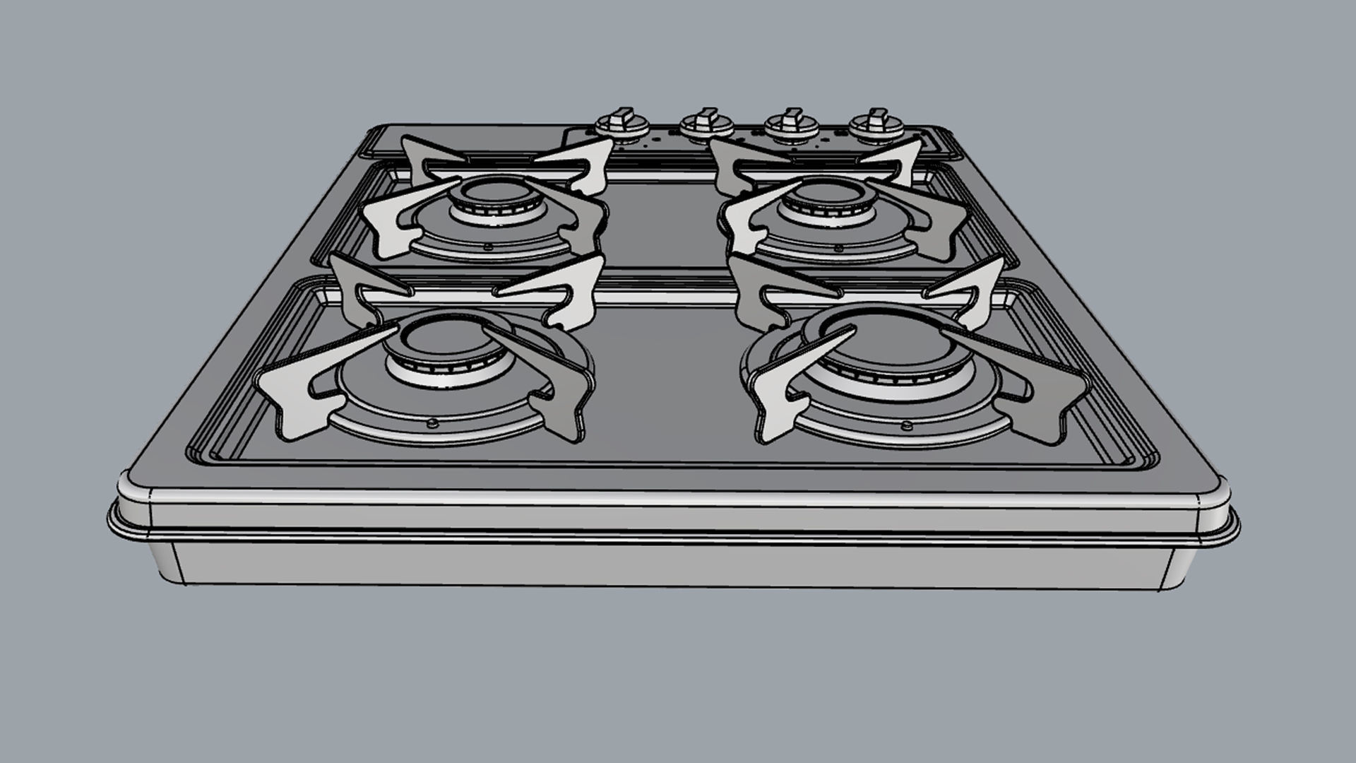 Fogatti Cooktop 4 Burners 400i 3D model_16