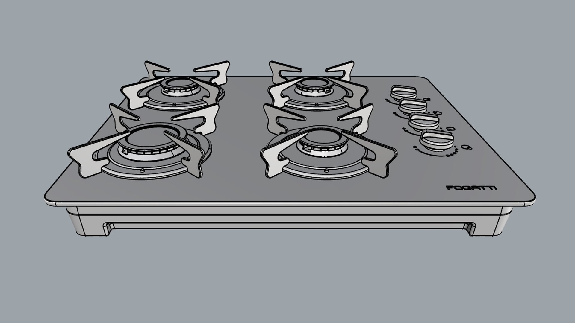Fogatti Cooktop 4 Burners V400 3D model_13