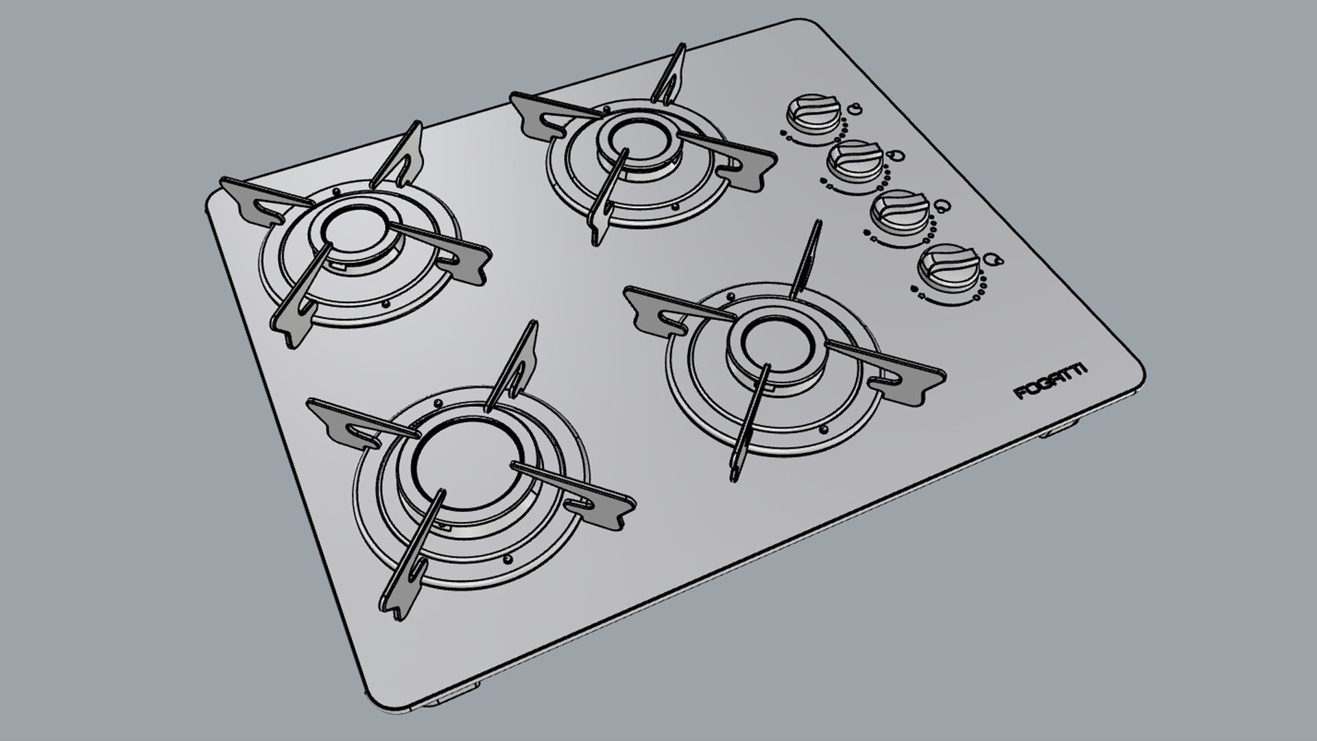 Fogatti Cooktop 4 Burners V400 3D model_17