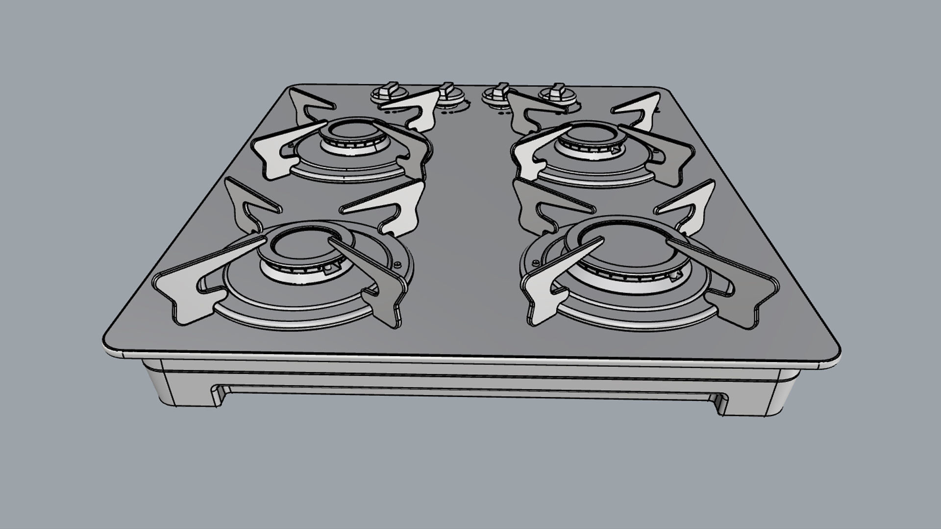 Fogatti Cooktop 4 Burners V400 3D model_16