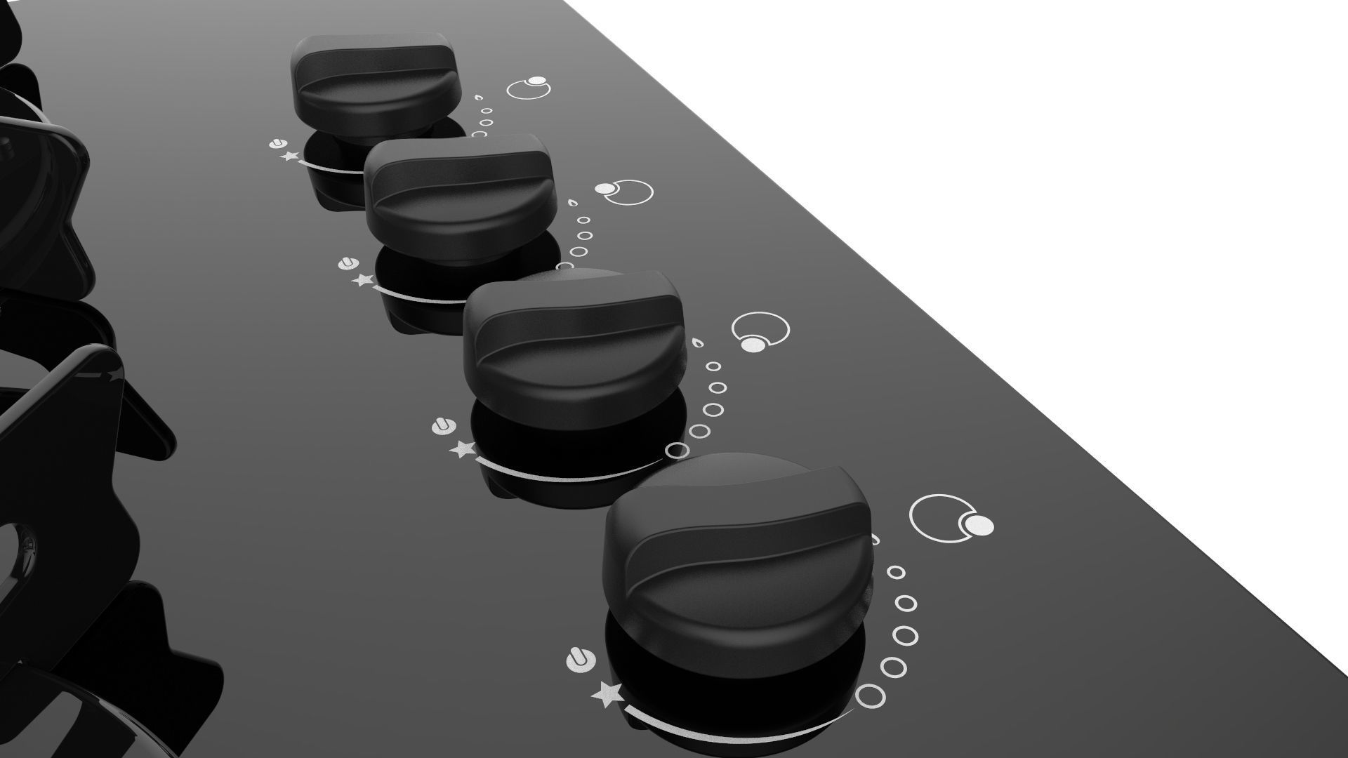 Fogatti Cooktop 4 Burners V400 TC 3D model_12