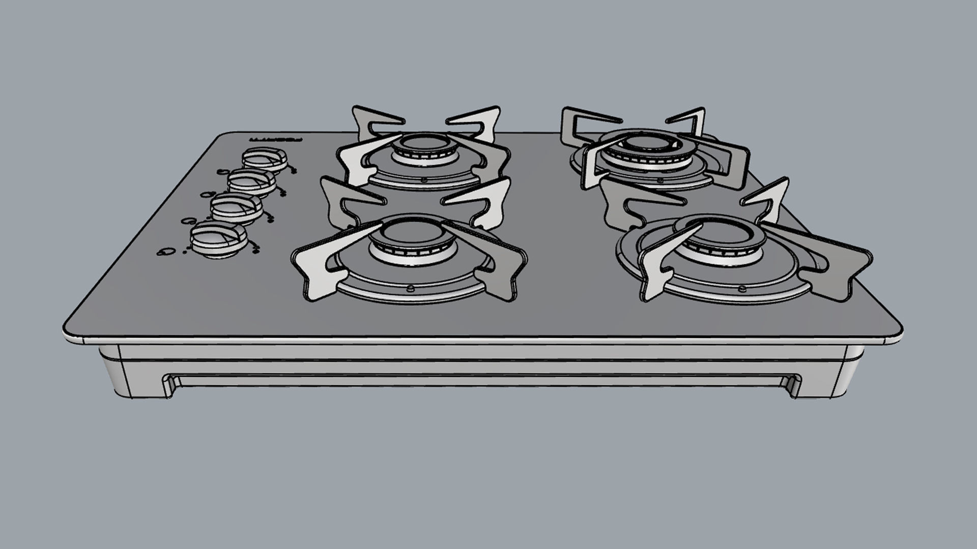 Fogatti Cooktop 4 Burners V400 TC 3D model_16