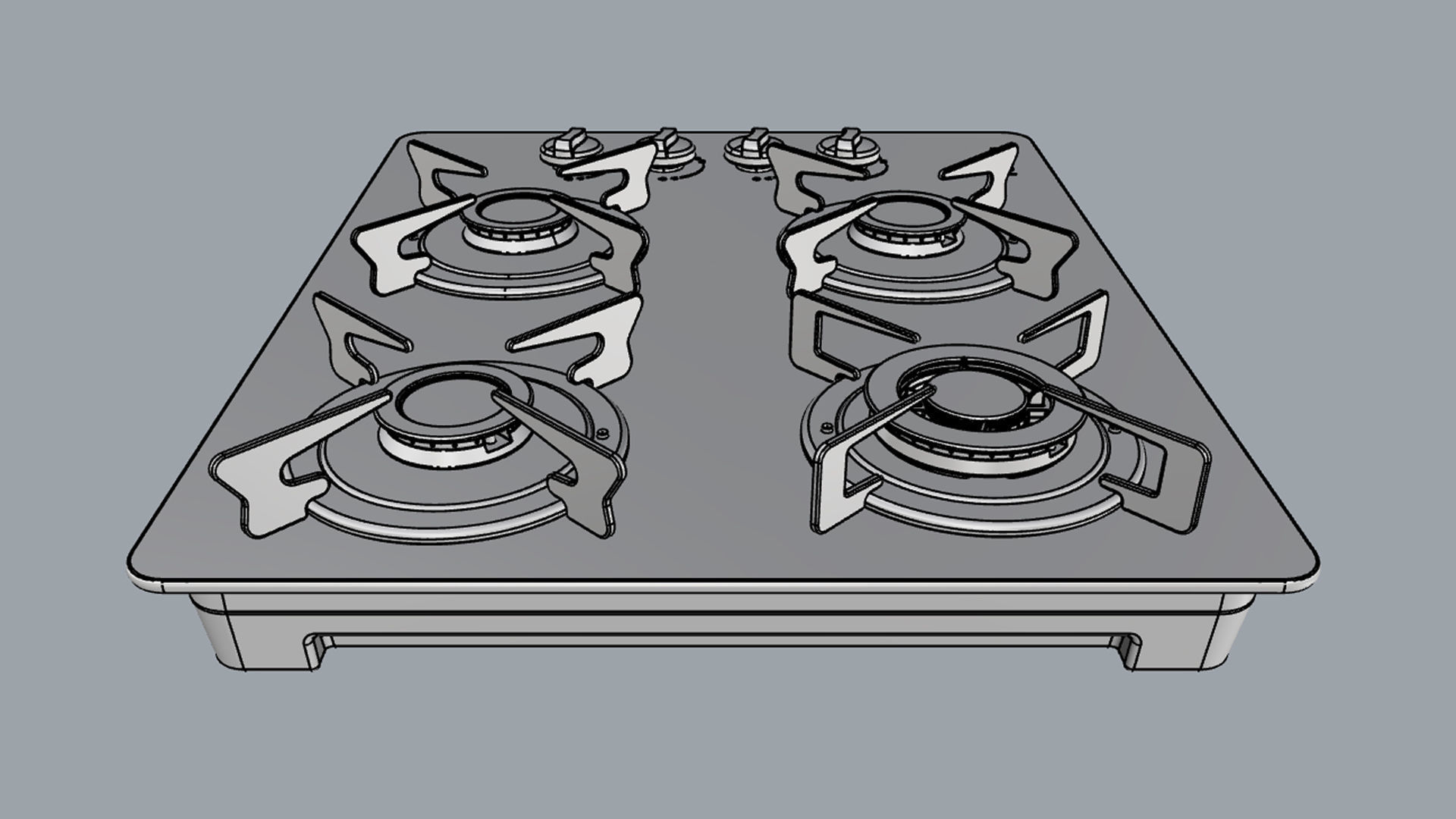 Fogatti Cooktop 4 Burners V400 TC 3D model_17