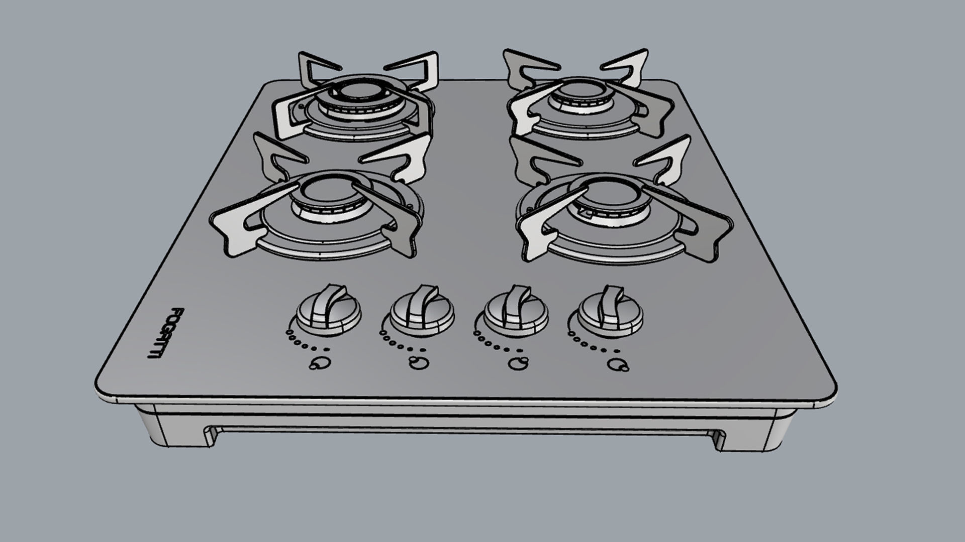 Fogatti Cooktop 4 Burners V400 TC White 3D model_14