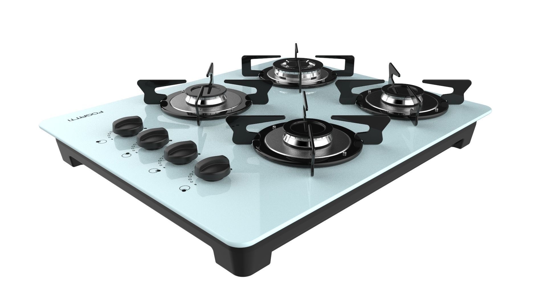 Fogatti Cooktop 4 Burners V400 TC White 3D model_6