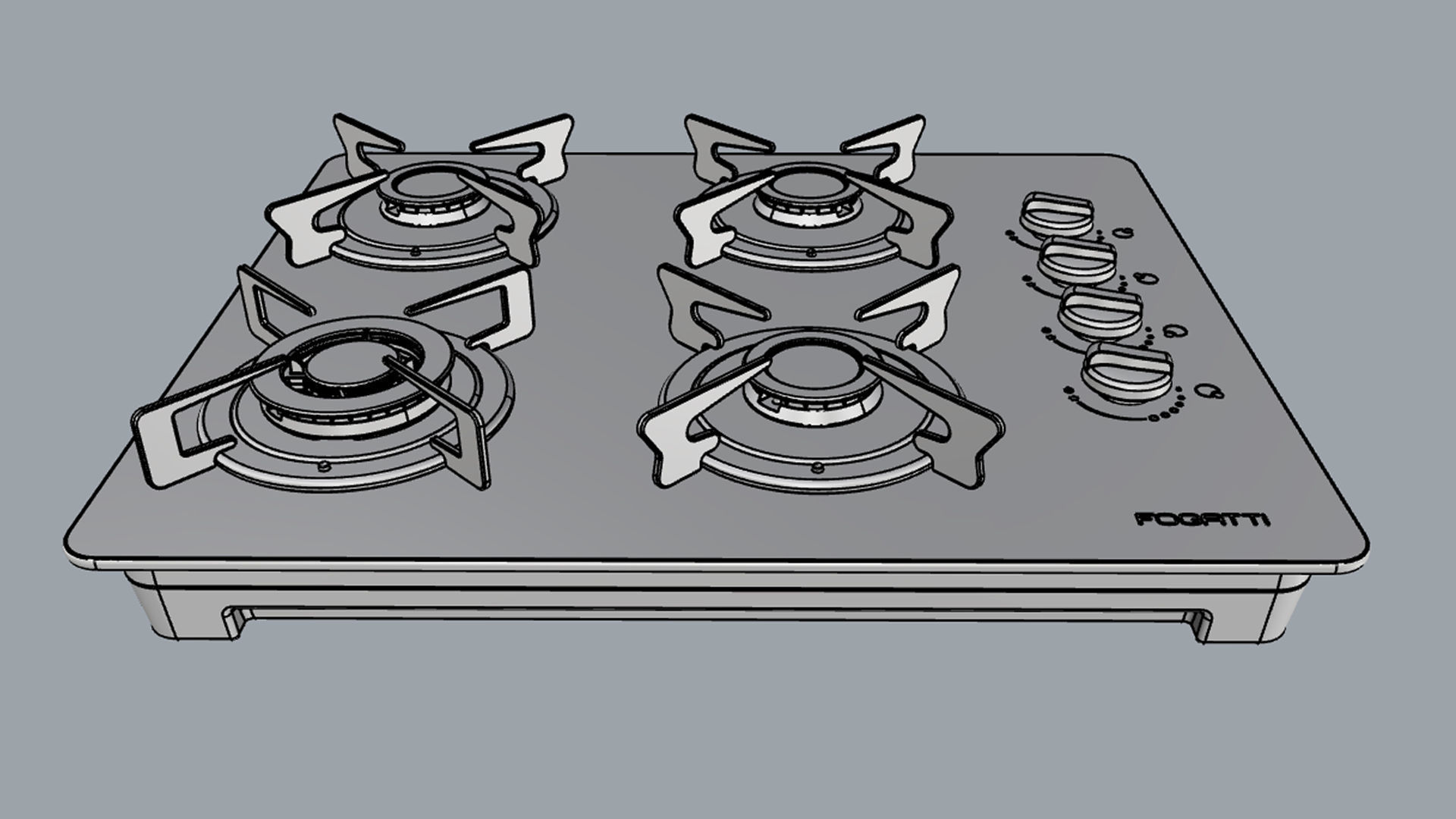 Fogatti Cooktop 4 Burners V400 TC White 3D model_13