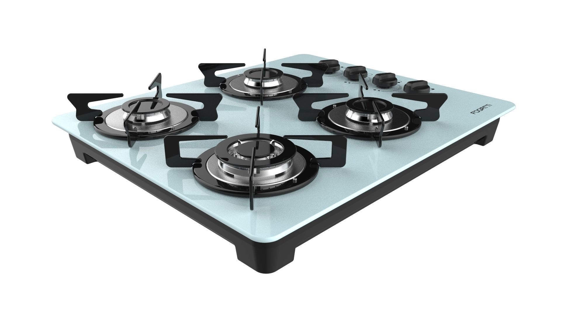 Fogatti Cooktop 4 Burners V400 TC White 3D model_2