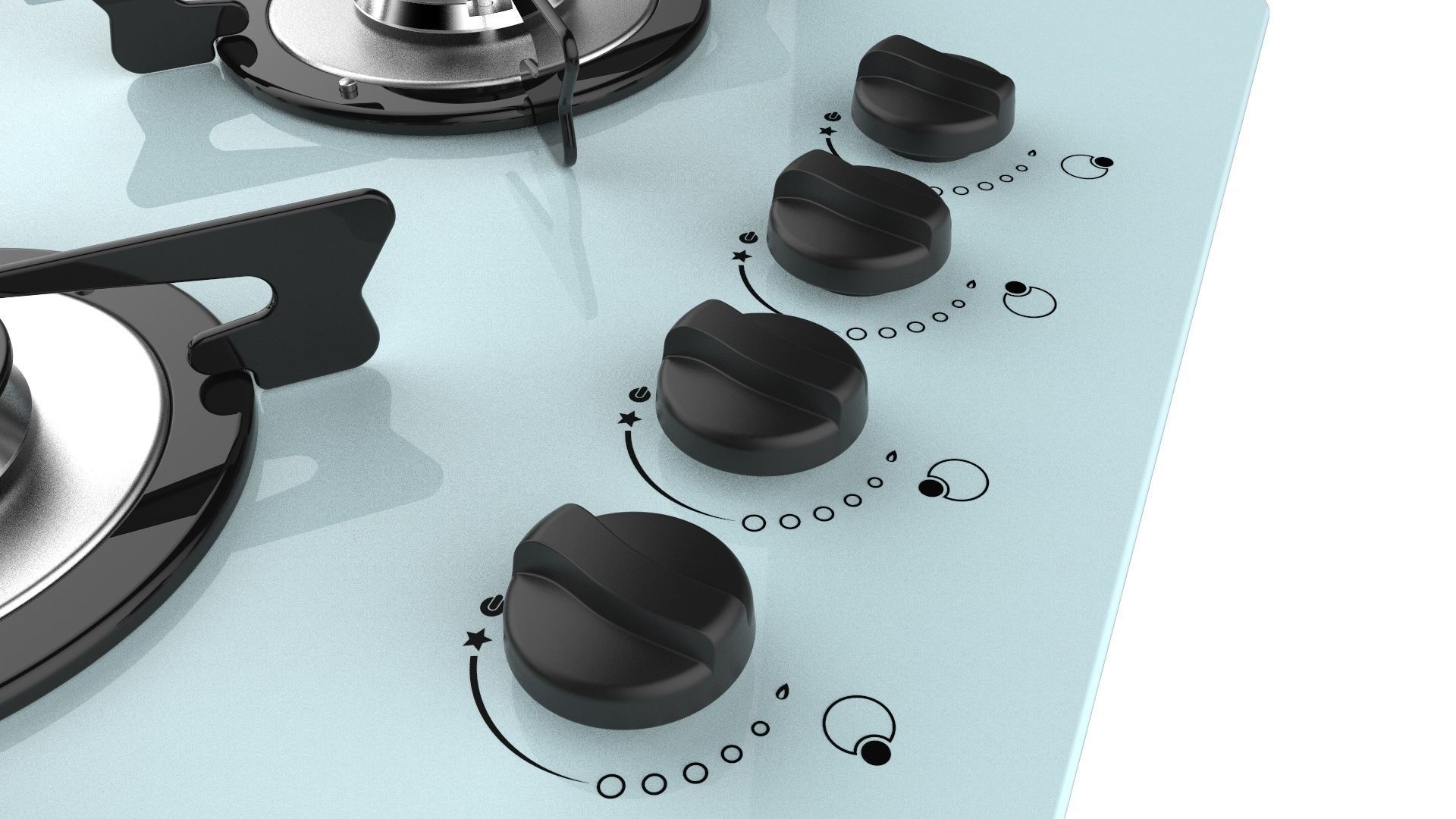 Fogatti Cooktop 4 Burners V400 TC White 3D model_11