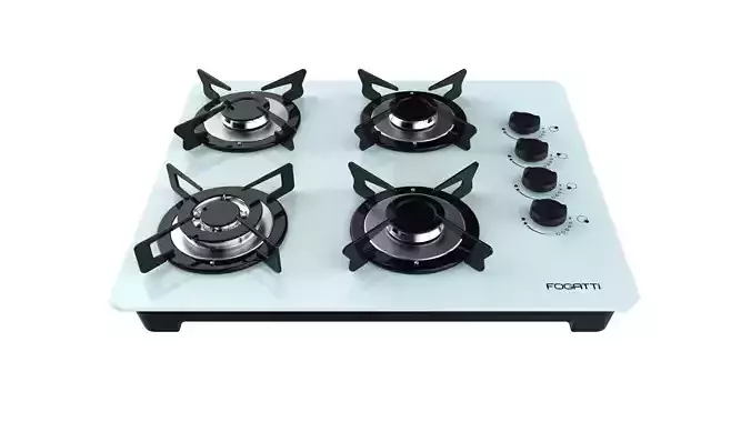 Fogatti Cooktop 4 Burners V400 TC White 3D model