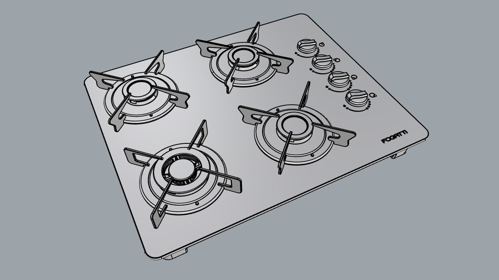 Fogatti Cooktop 4 Burners V400 TC White 3D model_17