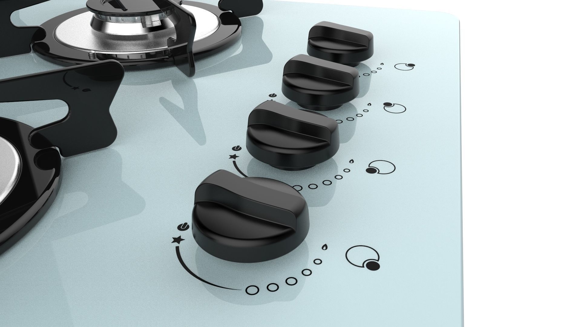 Fogatti Cooktop 4 Burners V400 White 3D model_11