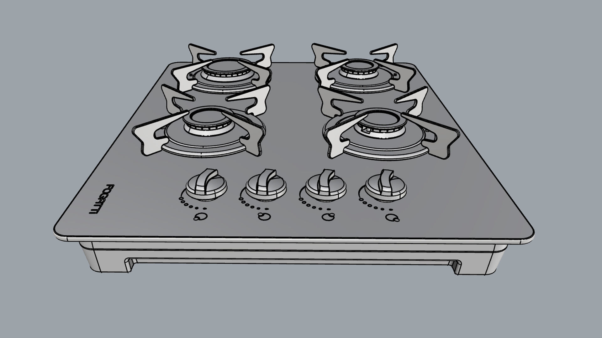 Fogatti Cooktop 4 Burners V400 White 3D model_14
