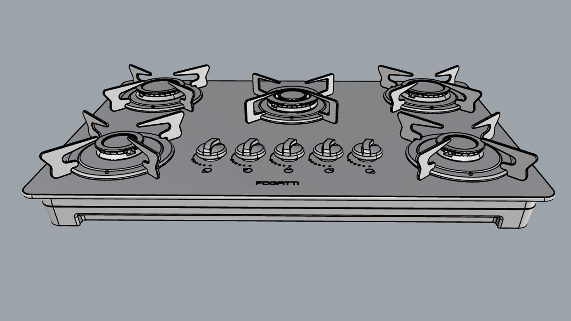 Fogatti Cooktop 5 Burners V500 TC 3D model_15