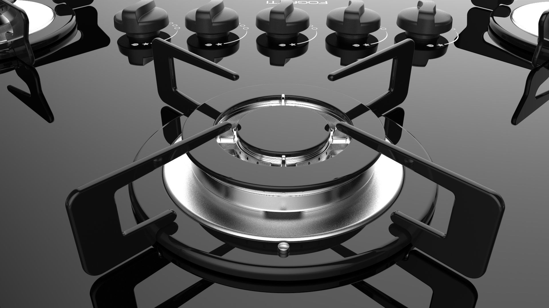 Fogatti Cooktop 5 Burners V500 TC 3D model_10