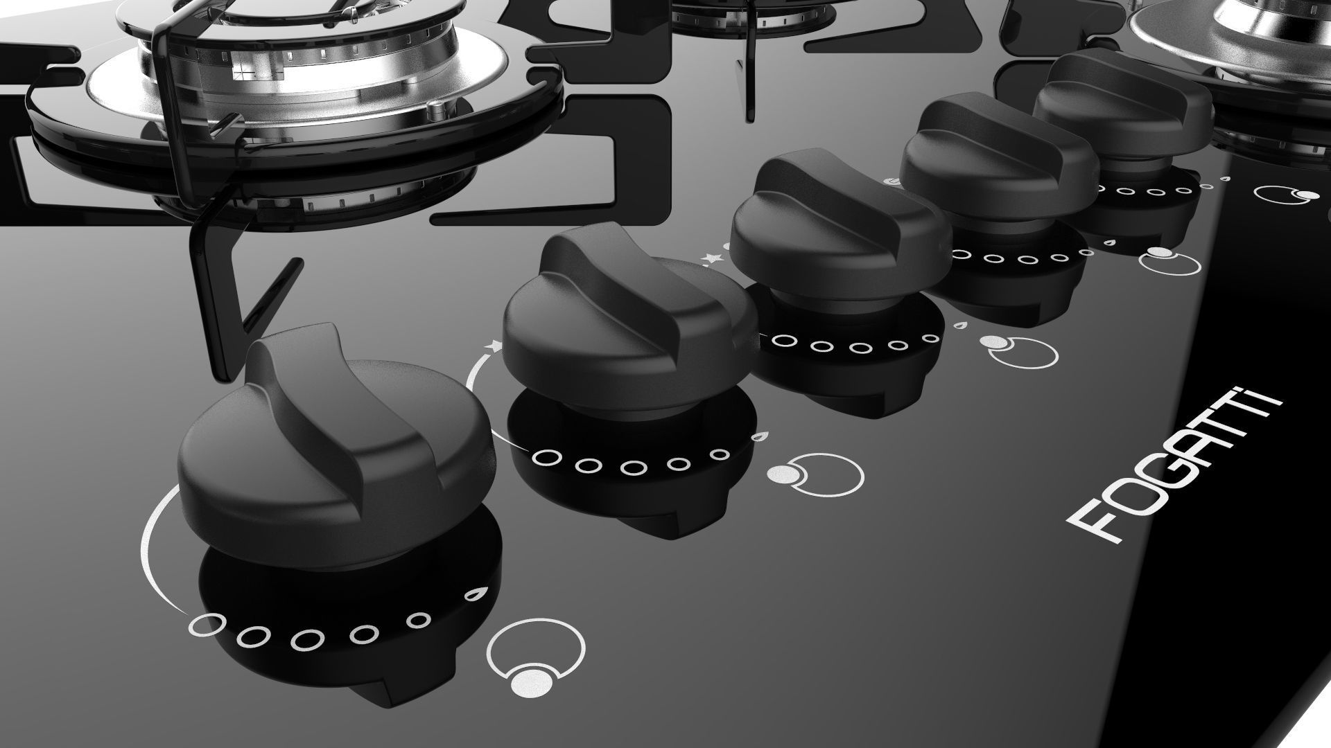 Fogatti Cooktop 5 Burners V500 TC 3D model_11