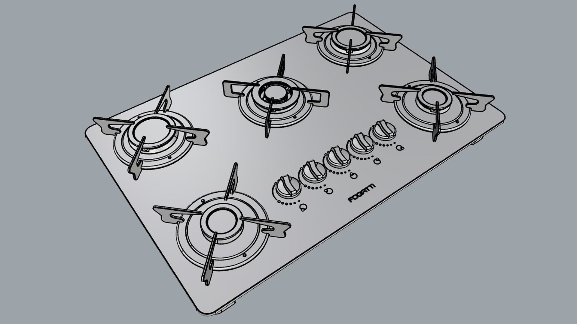 Fogatti Cooktop 5 Burners V500 TC White 3D model_19