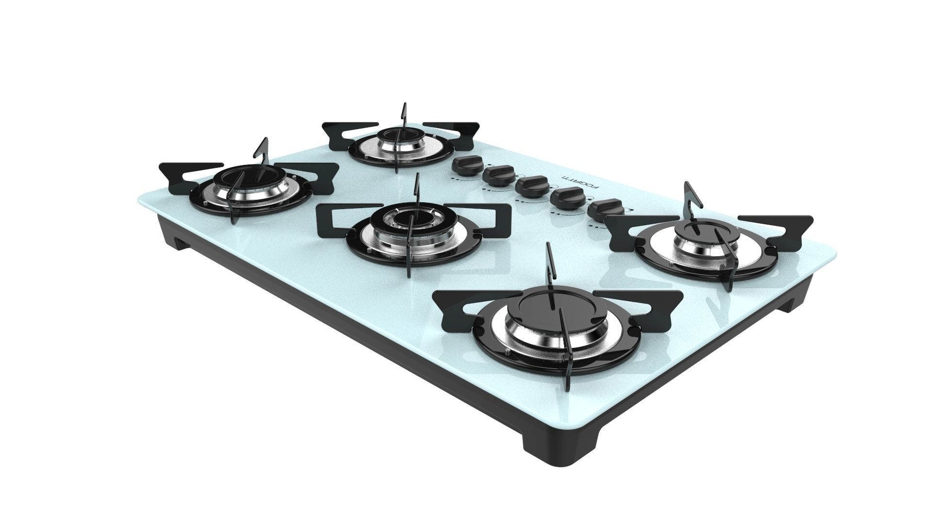 Fogatti Cooktop 5 Burners V500 TC White 3D model_4