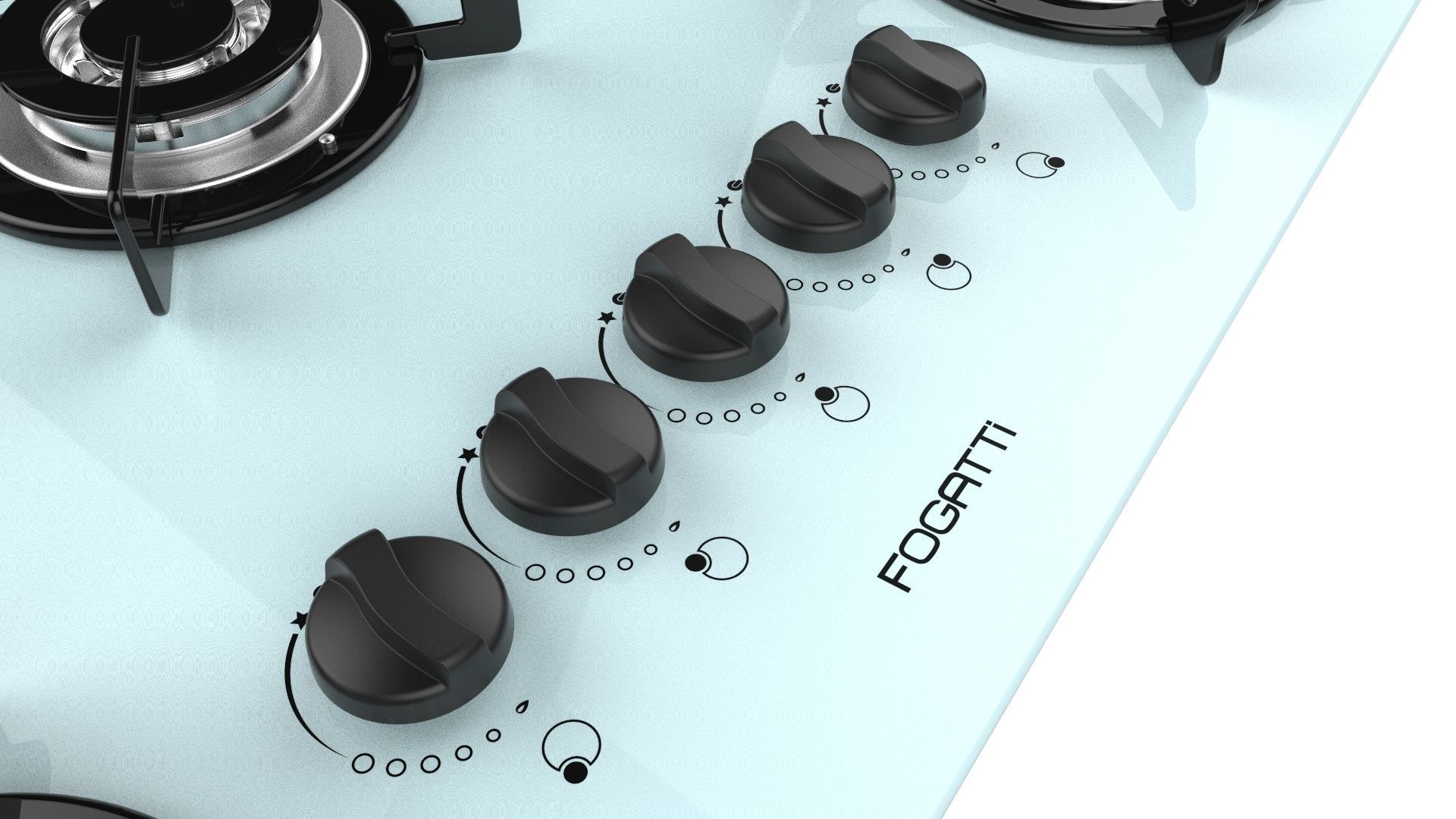 Fogatti Cooktop 5 Burners V500 TC White 3D model_11