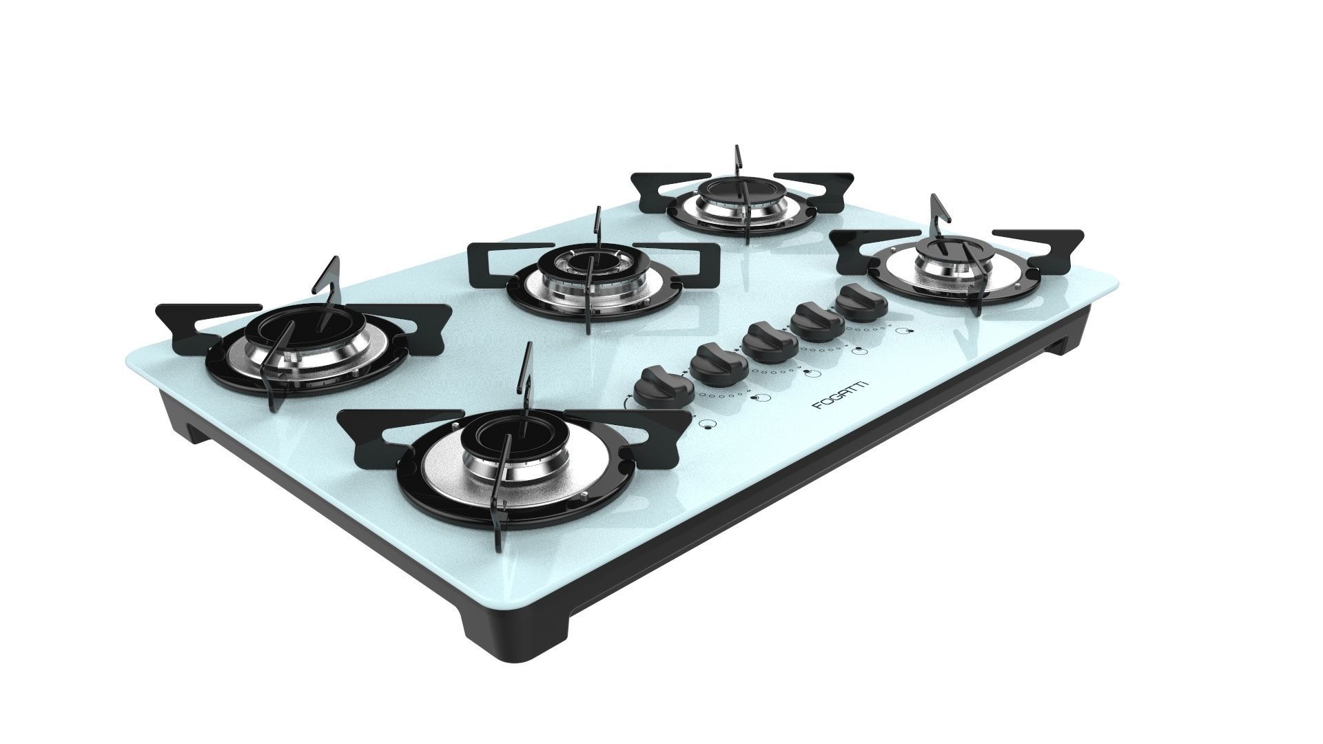 Fogatti Cooktop 5 Burners V500 TC White 3D model_2