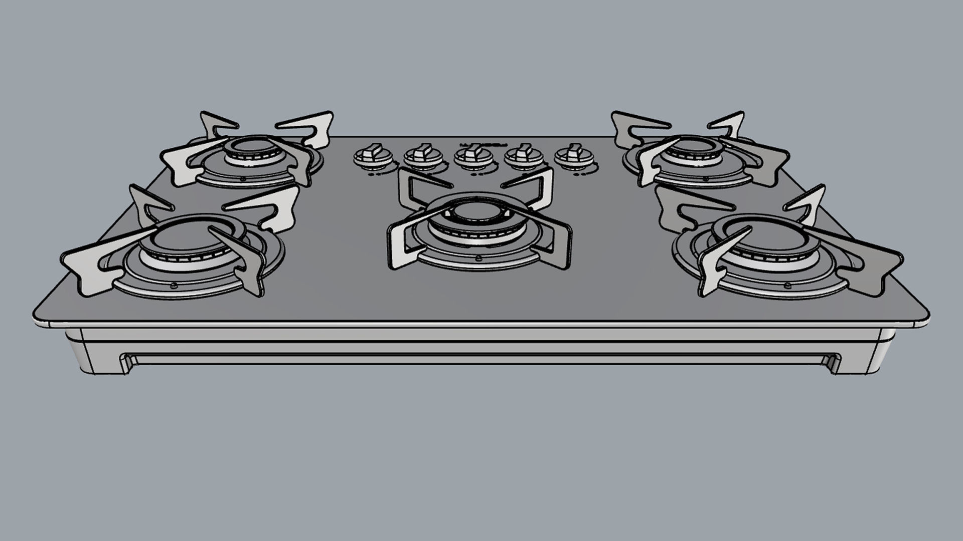 Fogatti Cooktop 5 Burners V500 TC White 3D model_17