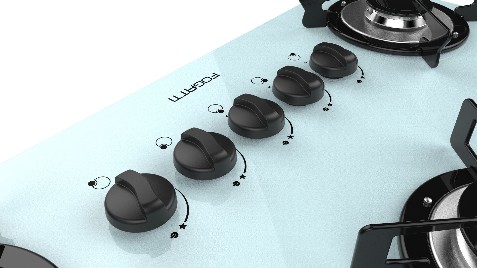 Fogatti Cooktop 5 Burners V500 TC White 3D model_14