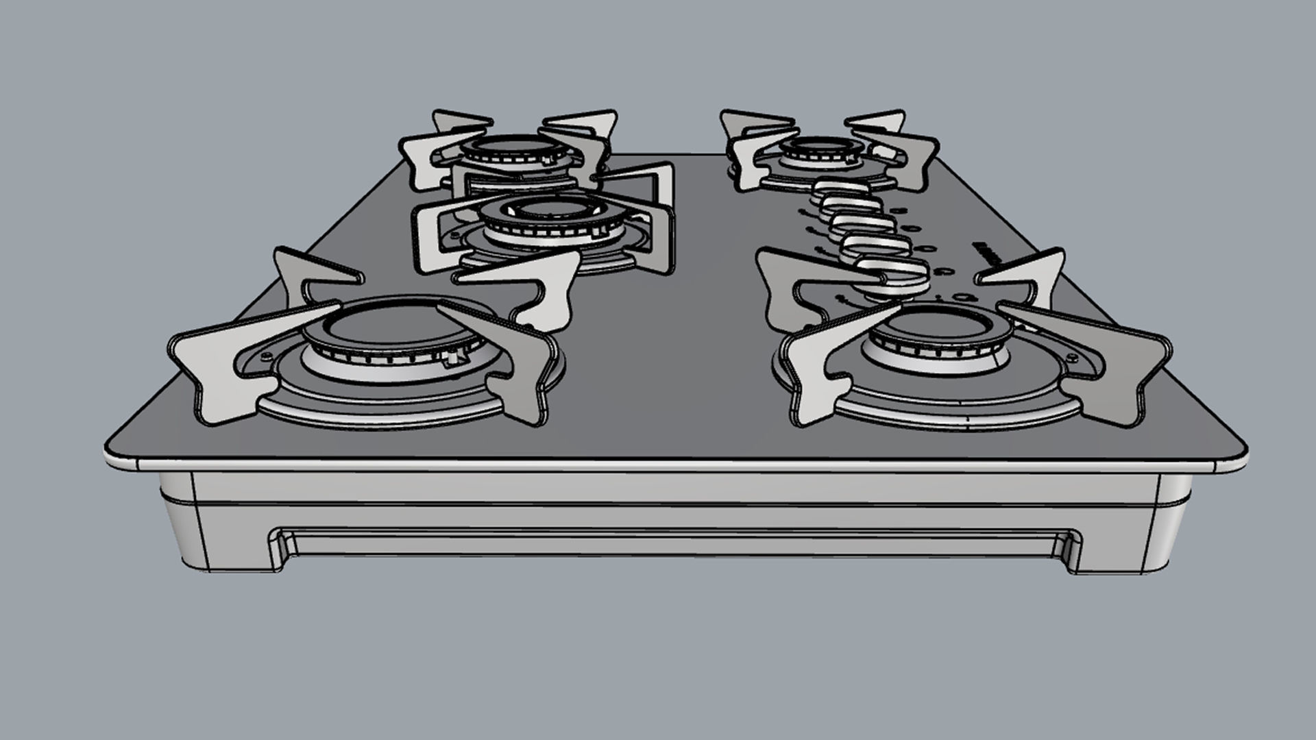 Fogatti Cooktop 5 Burners V500 TC White 3D model_18