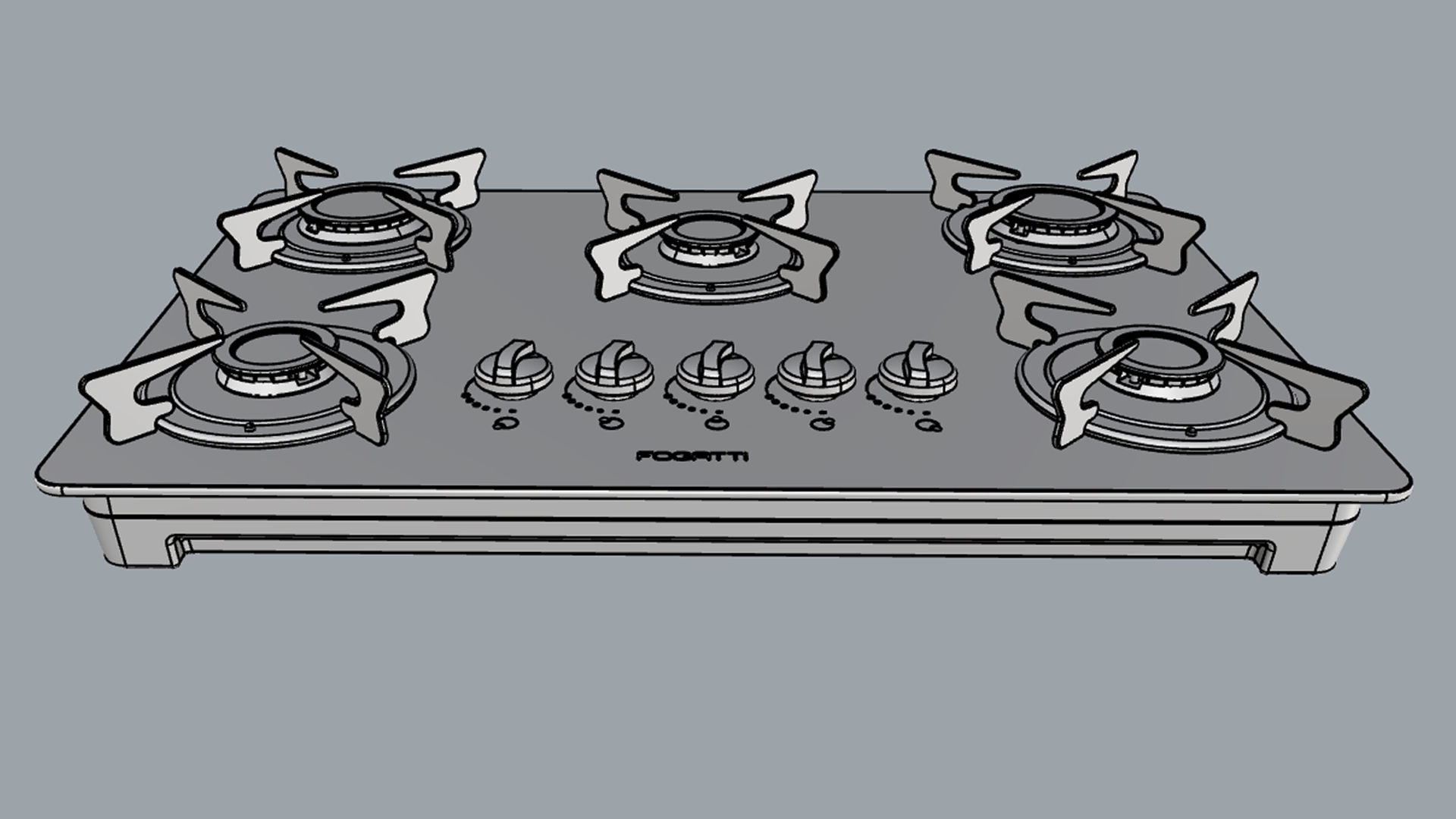 Fogatti Cooktop 5 Burners V500 X 3D model_15