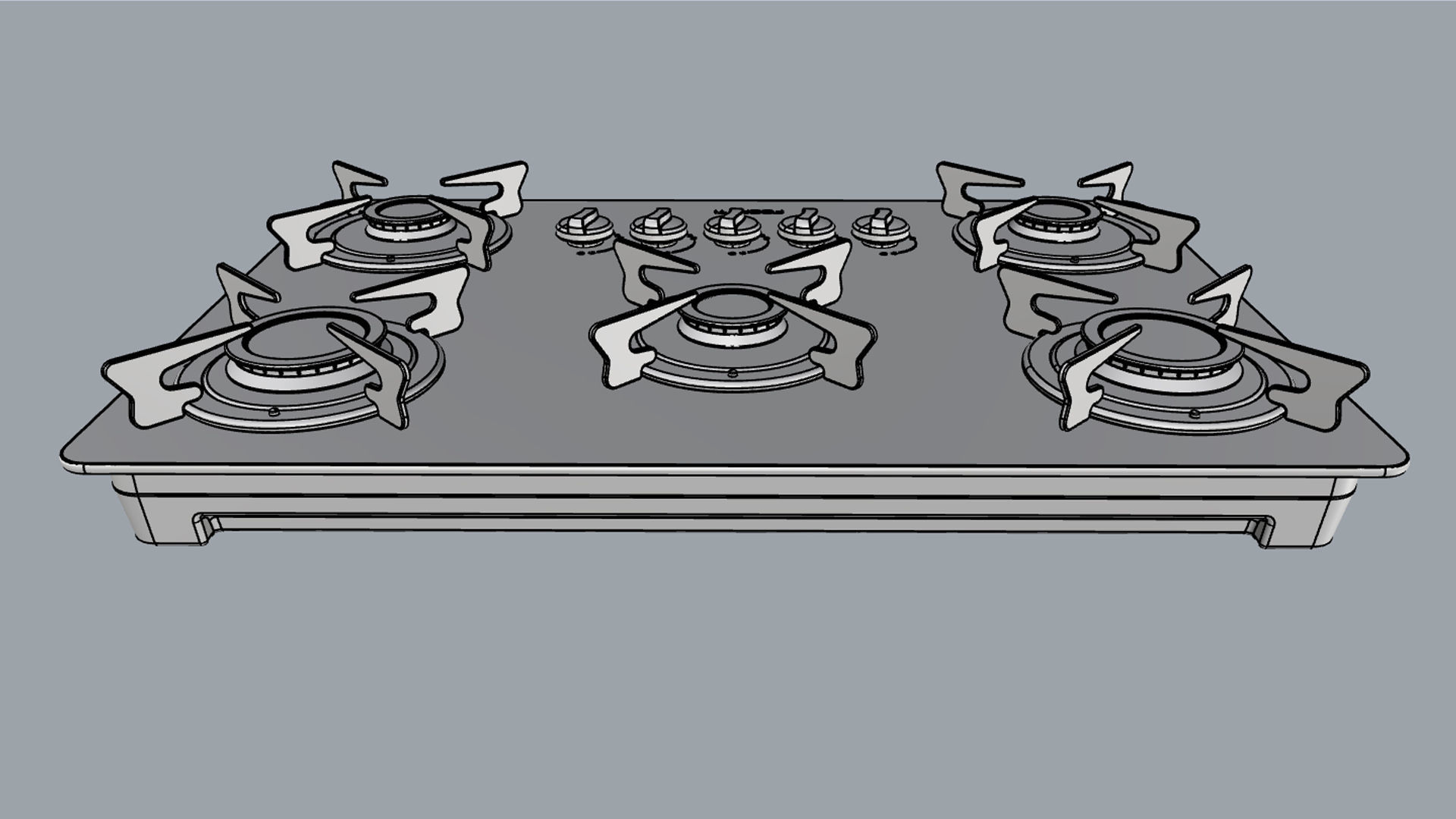 Fogatti Cooktop 5 Burners V500 X 3D model_17