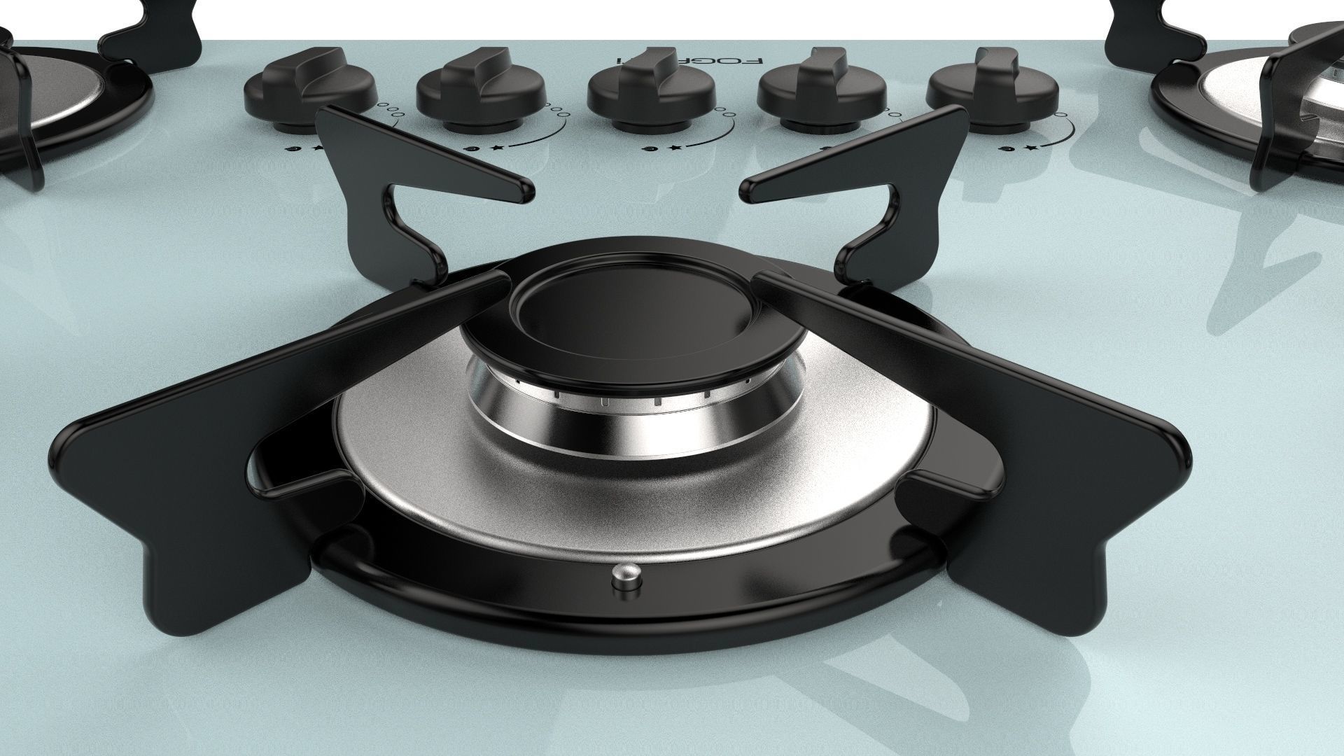 Fogatti Cooktop 5 Burners V500 X White 3D model_10