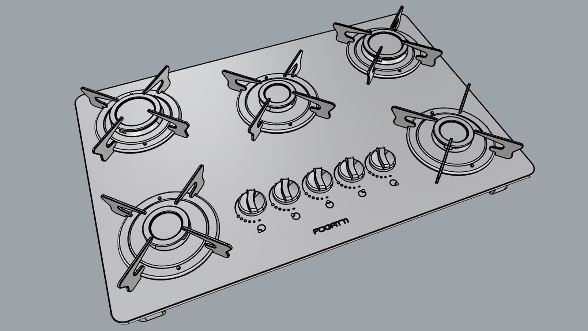 Fogatti Cooktop 5 Burners V500 X White 3D model_19
