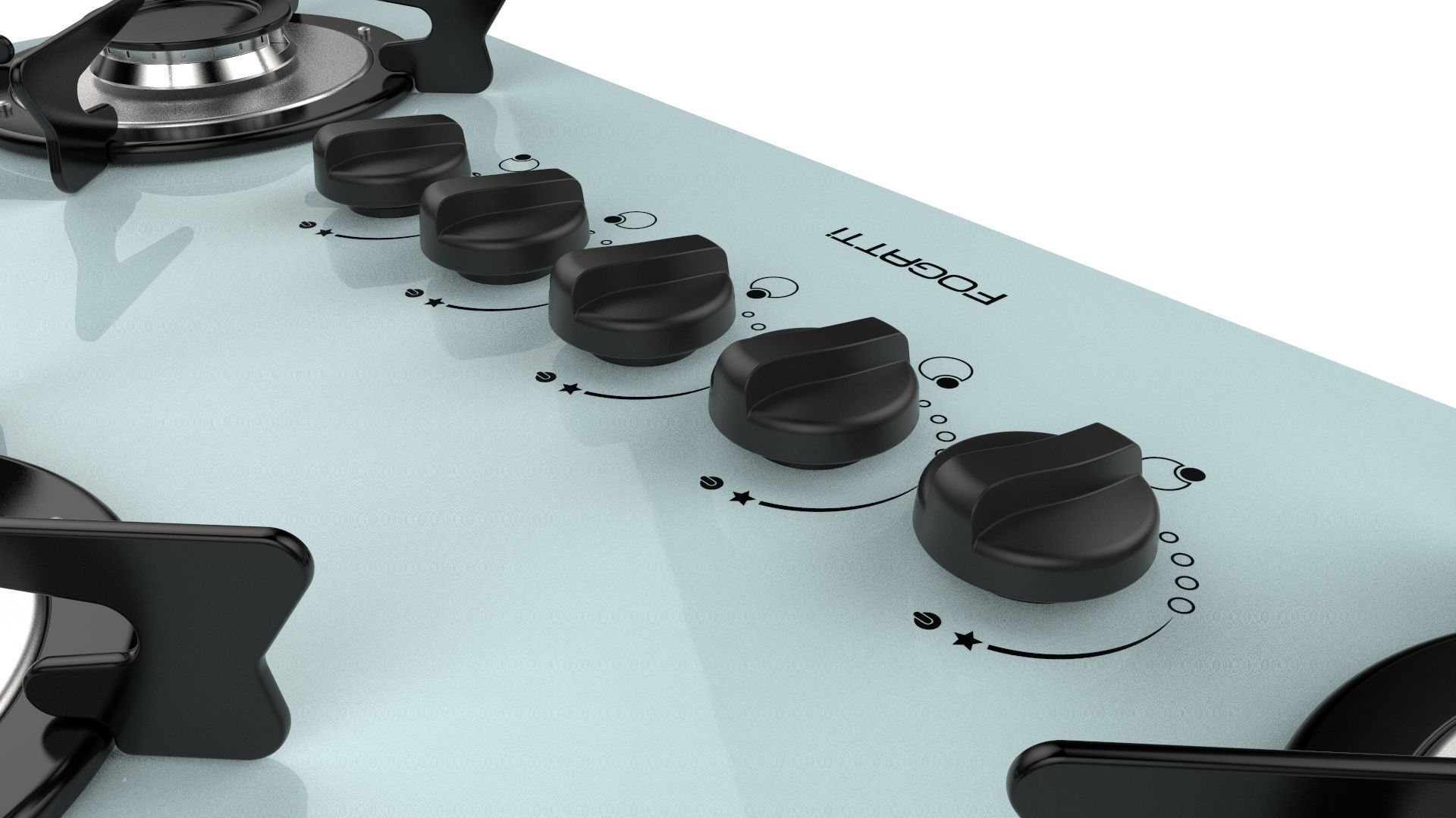 Fogatti Cooktop 5 Burners V500 X White 3D model_12