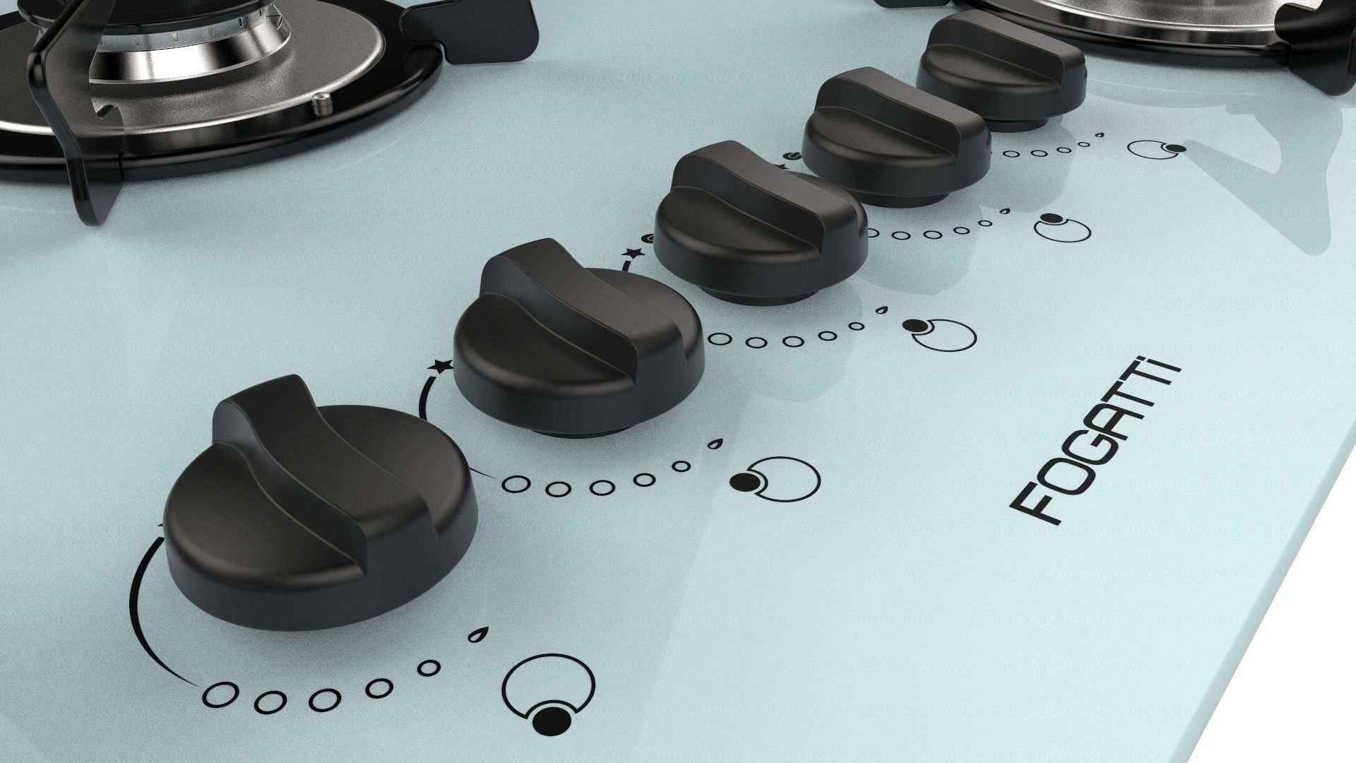 Fogatti Cooktop 5 Burners V500 X White 3D model_11