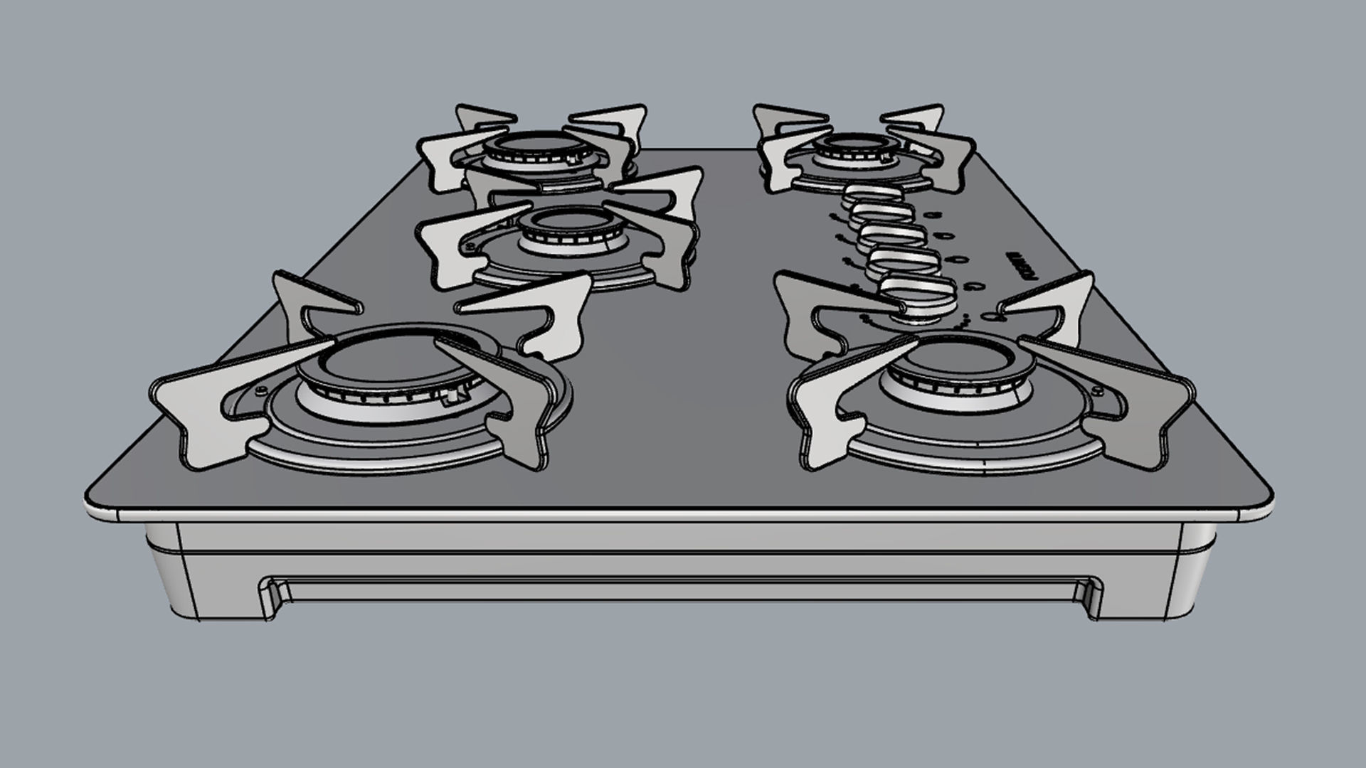 Fogatti Cooktop 5 Burners V500 X White 3D model_18