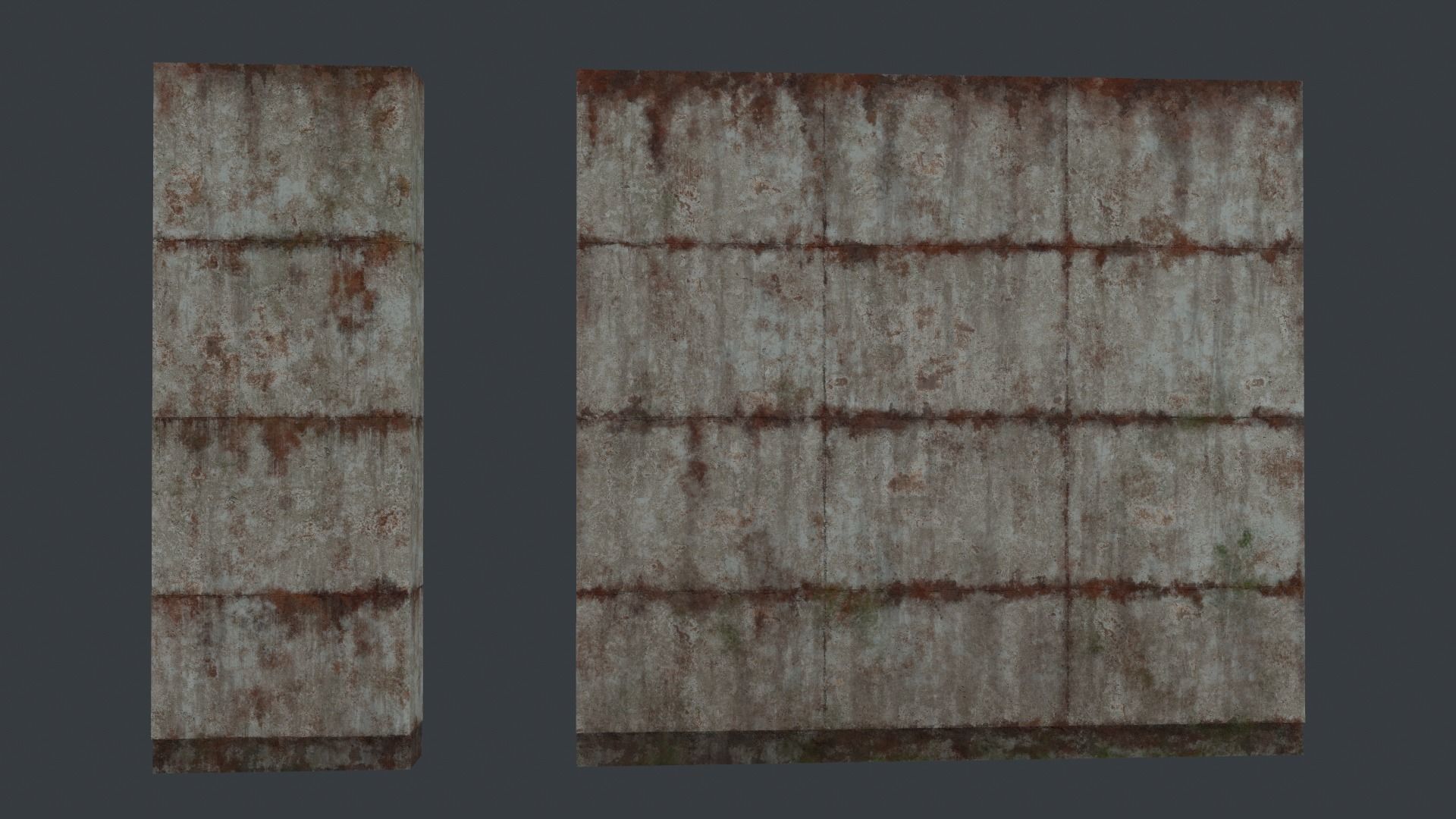 Modular concrete walls - New and Old variations Low-poly 3D model_4